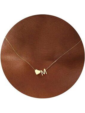 Dainty Heart Initial Necklace - 18K Gold Plated A-Z Pendant for Women & Teens